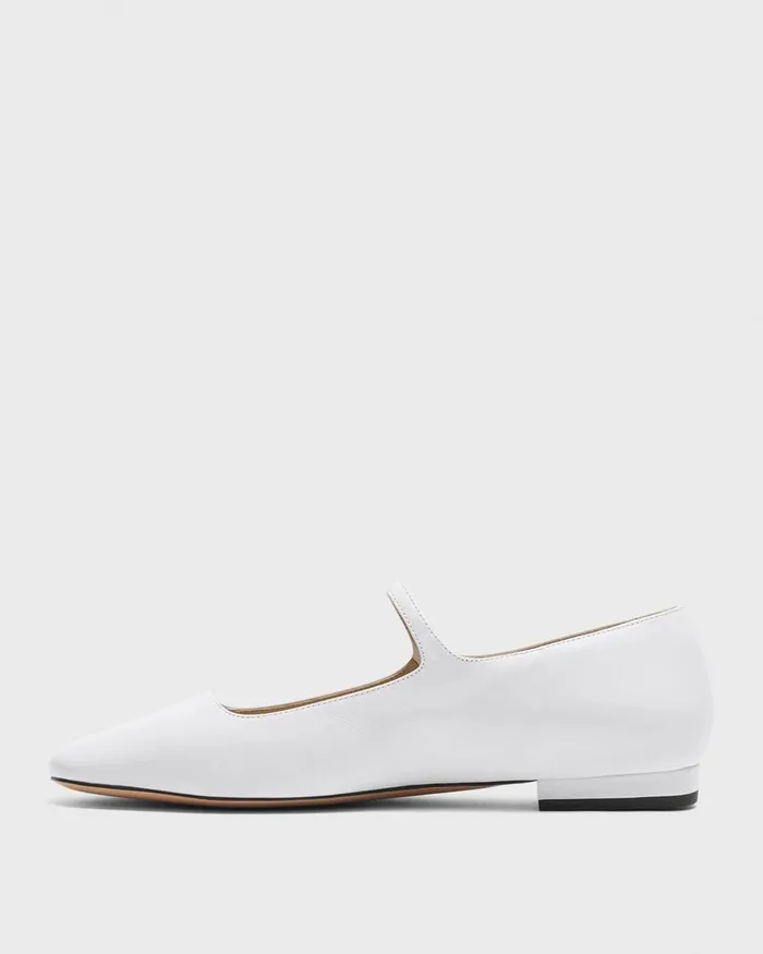 Women Theory Shoes Mary Jane Ballerina Flat In Leather White