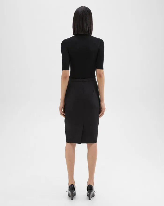 Women Theory Skirts Slim Pencil Skirt In Good Wool Black