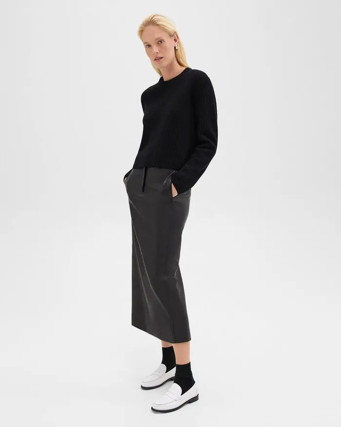 Women Theory Skirts Trouser Skirt In Leather Black