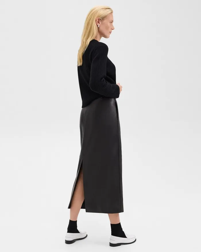 Women Theory Skirts Trouser Skirt In Leather Black
