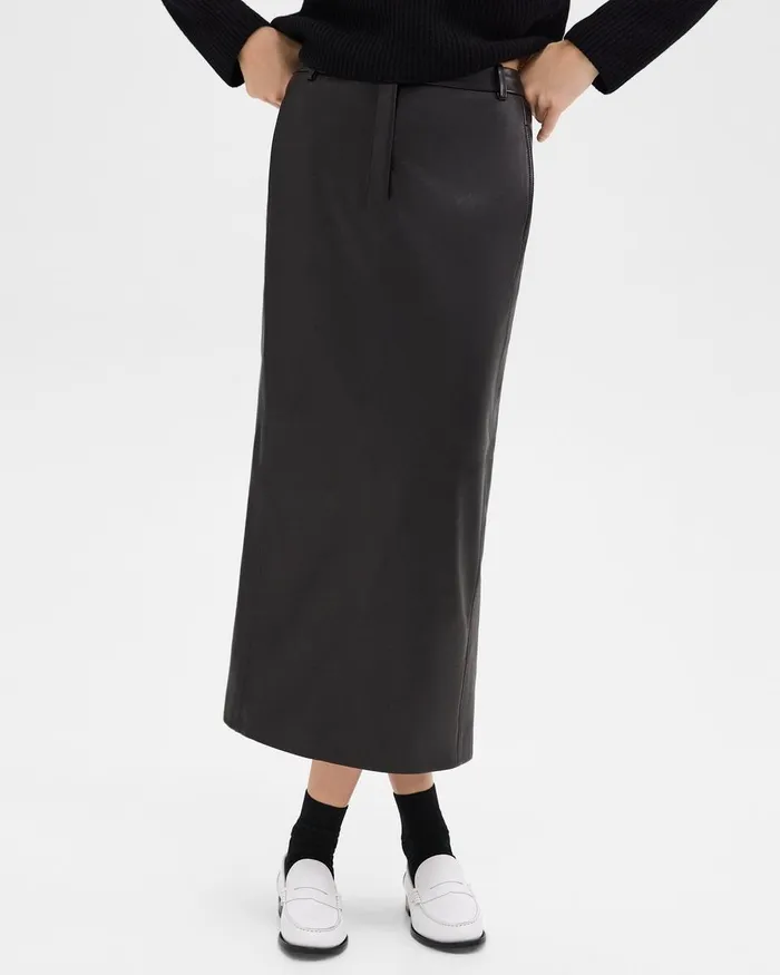 Women Theory Skirts Trouser Skirt In Leather Black