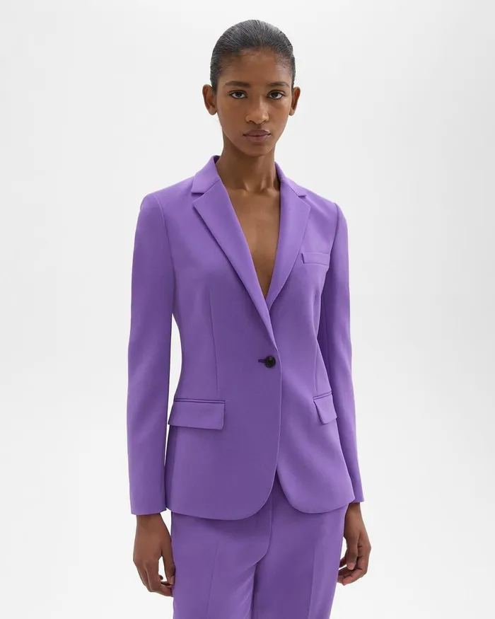Women Theory Suits Staple Blazer In Admiral Crepe Bright Peony