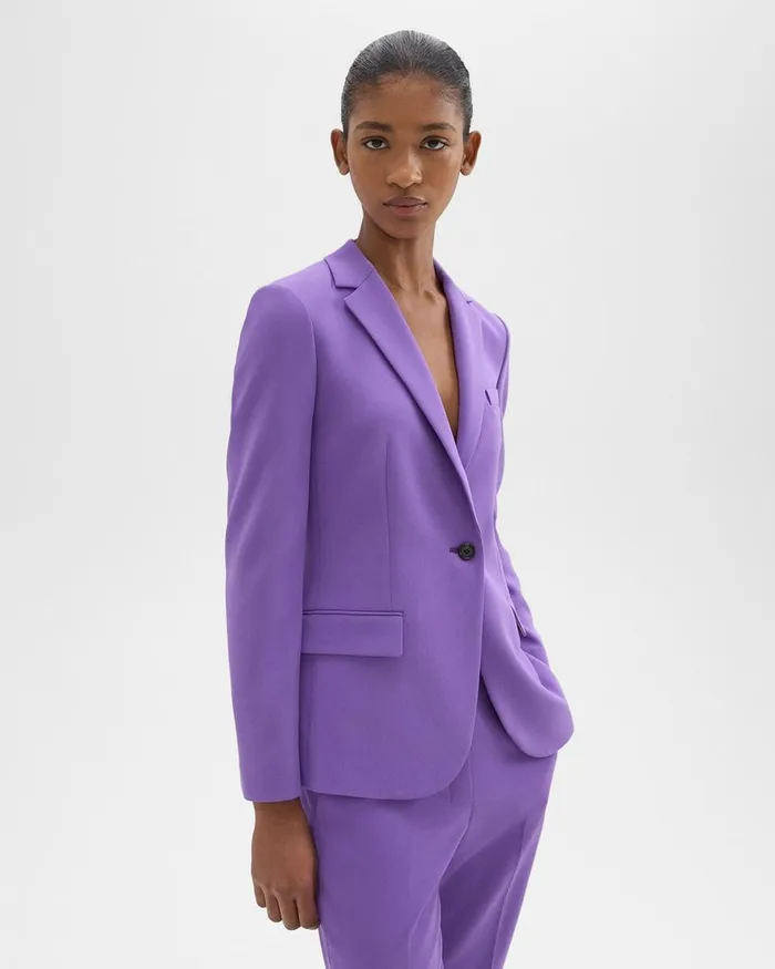 Women Theory Suits Staple Blazer In Admiral Crepe Bright Peony