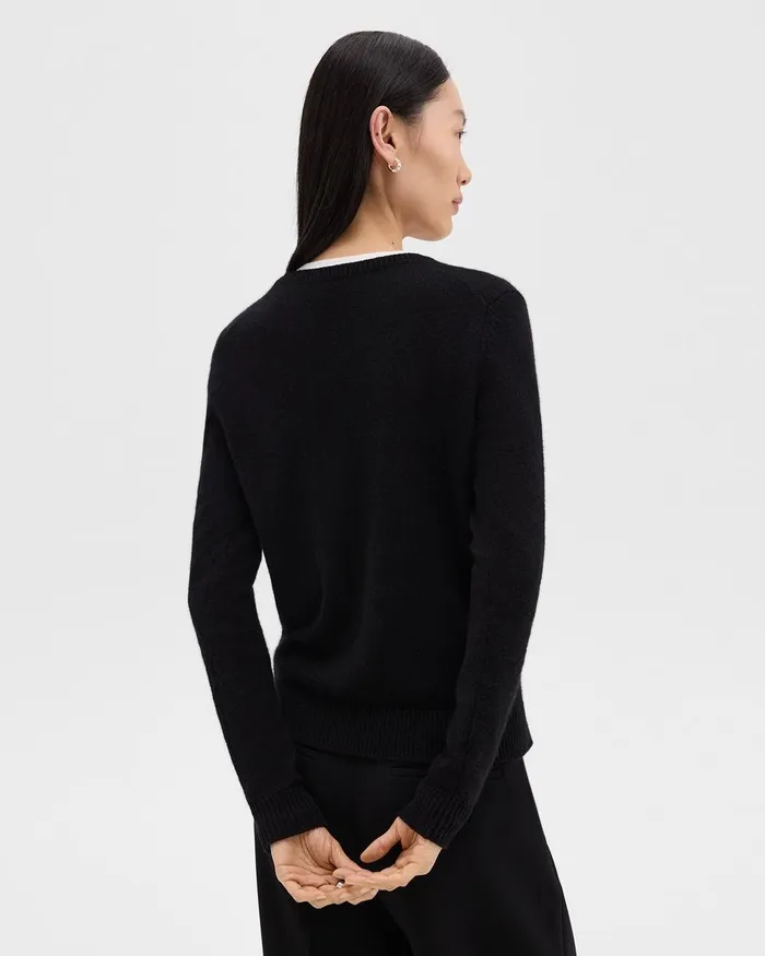 Women Theory Sweaters Cardigans Crewneck Sweater In Feather Cashmere Black