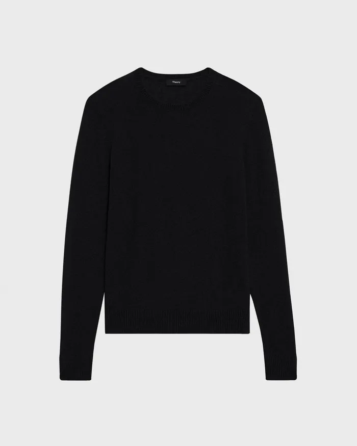 Women Theory Sweaters Cardigans Crewneck Sweater In Feather Cashmere Black