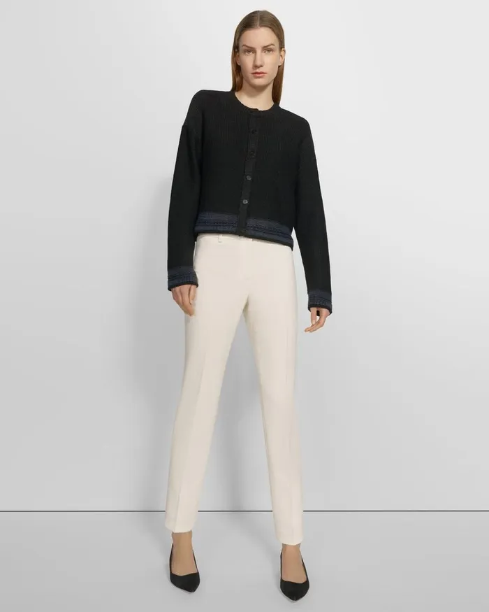 Women Theory Sweaters Cardigans Relaxed Cardigan In Cotton Chainette Black