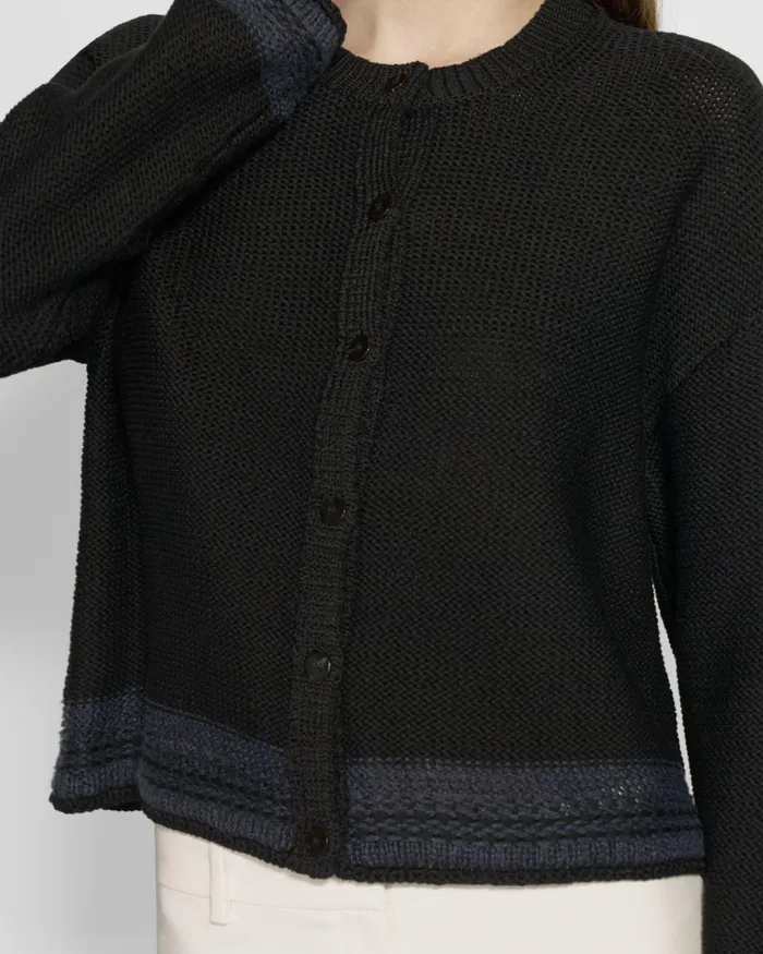 Women Theory Sweaters Cardigans Relaxed Cardigan In Cotton Chainette Black