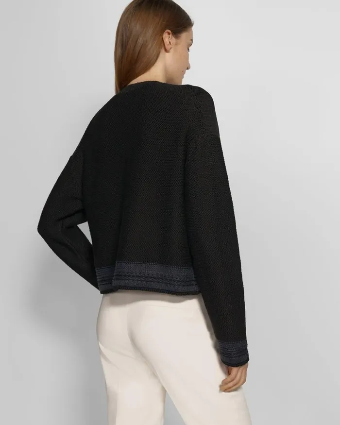 Women Theory Sweaters Cardigans Relaxed Cardigan In Cotton Chainette Black