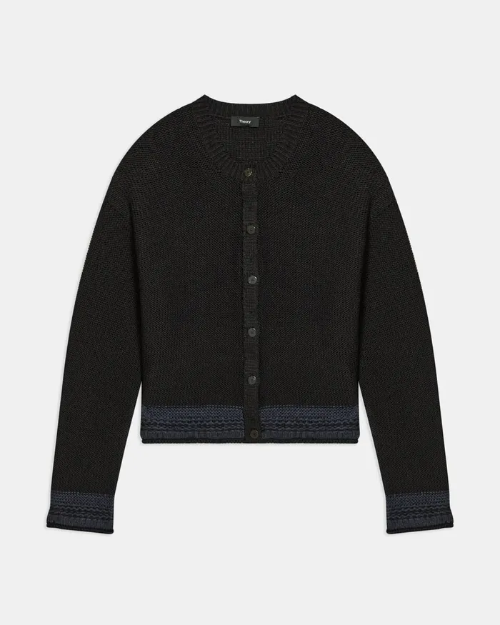 Women Theory Sweaters Cardigans Relaxed Cardigan In Cotton Chainette Black