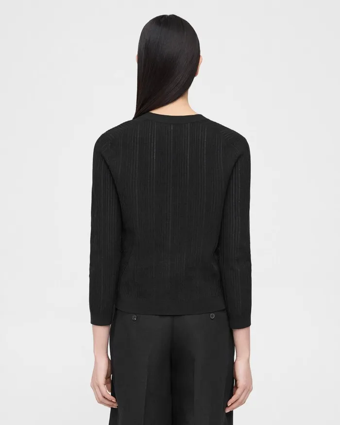Women Theory Sweaters Cardigans Shrunken Cardigan In CottonBlend Black