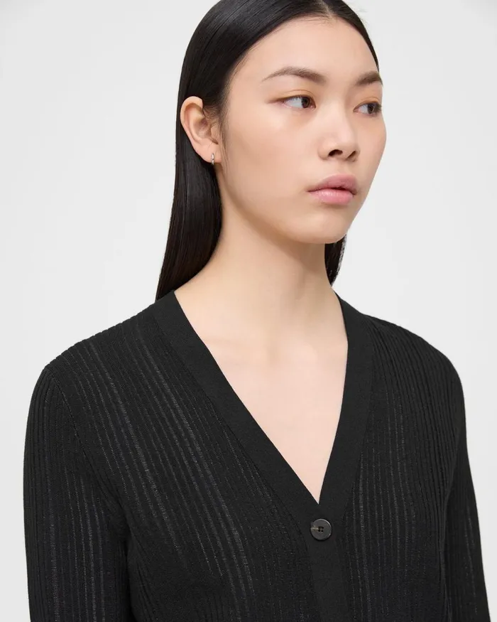 Women Theory Sweaters Cardigans Shrunken Cardigan In CottonBlend Black