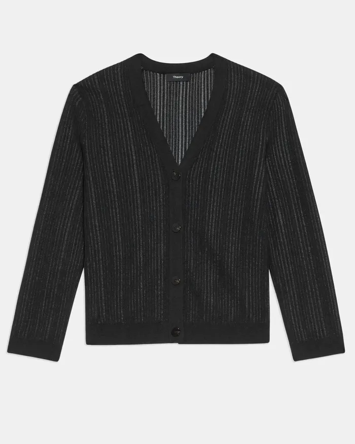 Women Theory Sweaters Cardigans Shrunken Cardigan In CottonBlend Black