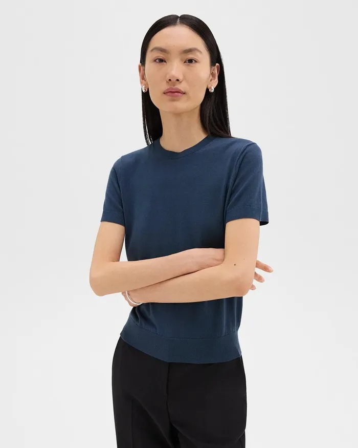 Women Theory Sweaters Cardigans Sweater Tee In Regal Wool Ash Blue