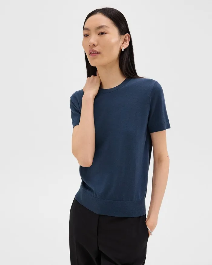 Women Theory Sweaters Cardigans Sweater Tee In Regal Wool Ash Blue