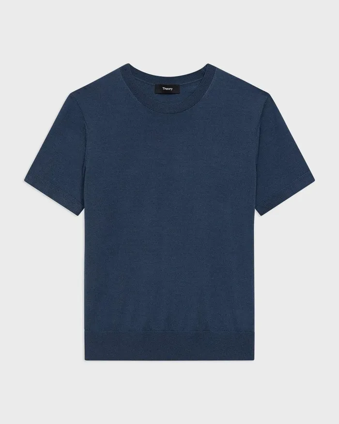 Women Theory Sweaters Cardigans Sweater Tee In Regal Wool Ash Blue