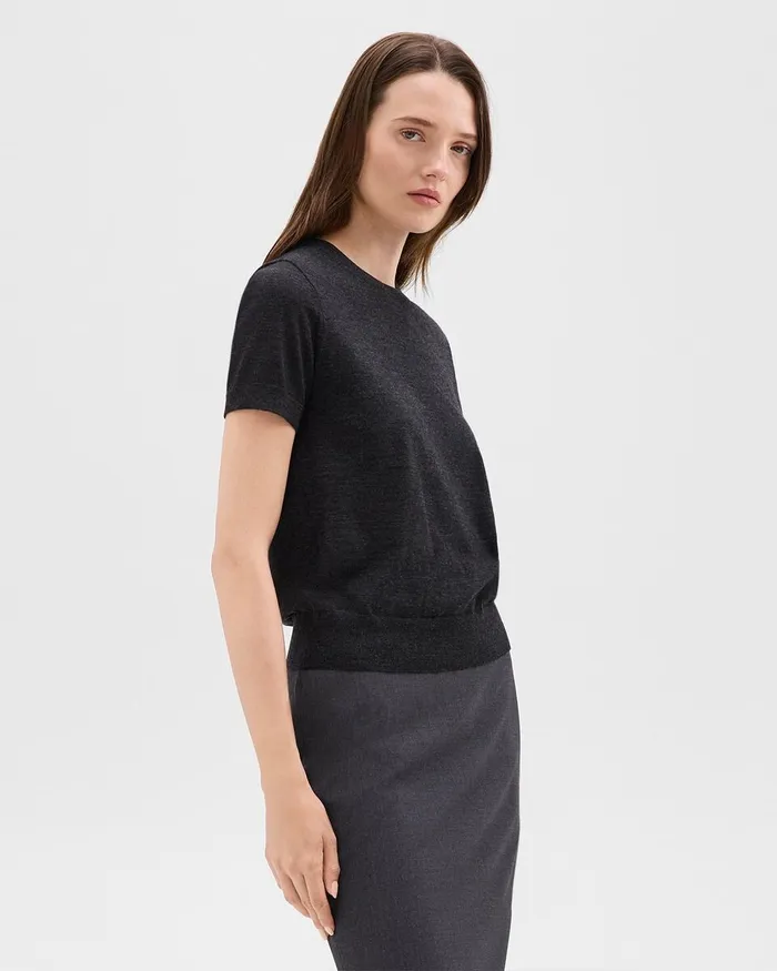 Women Theory Sweaters Cardigans Sweater Tee In Regal Wool New Pestle Melange