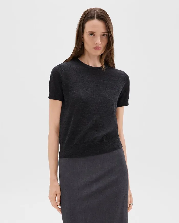 Women Theory Sweaters Cardigans Sweater Tee In Regal Wool New Pestle Melange