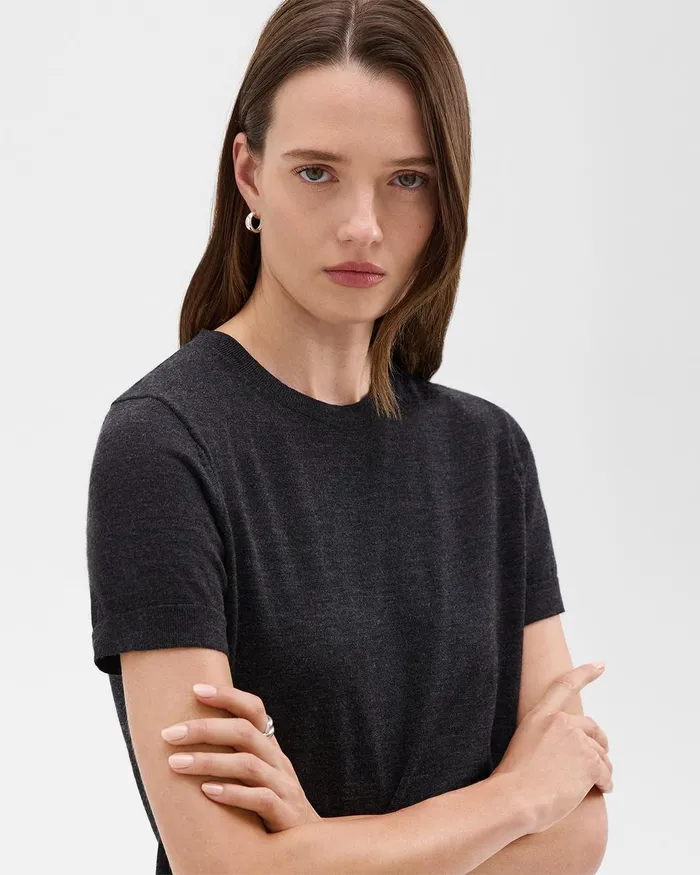 Women Theory Sweaters Cardigans Sweater Tee In Regal Wool New Pestle Melange