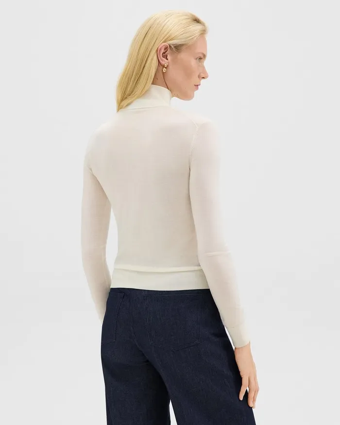 Women Theory Sweaters Cardigans Turtleneck Sweater In Regal Wool New Ivory