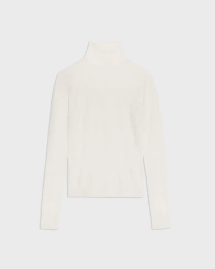 Women Theory Sweaters Cardigans Turtleneck Sweater In Regal Wool New Ivory