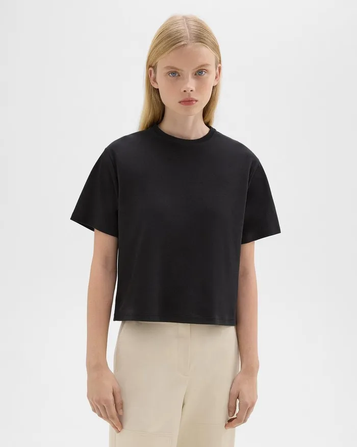 Women Theory TShirts Tank Tops Boxy Tee In Cotton Jersey Black