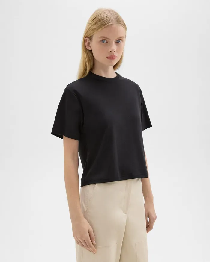 Women Theory TShirts Tank Tops Boxy Tee In Cotton Jersey Black