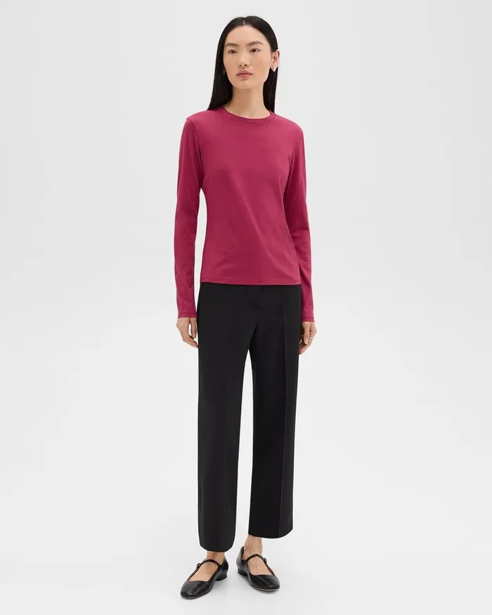 Women Theory TShirts Tank Tops Tiny LongSleeve Tee In Organic Cotton Deep Rose