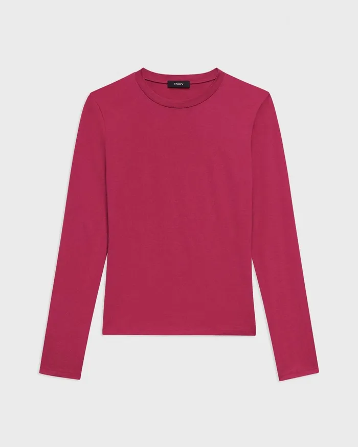 Women Theory TShirts Tank Tops Tiny LongSleeve Tee In Organic Cotton Deep Rose