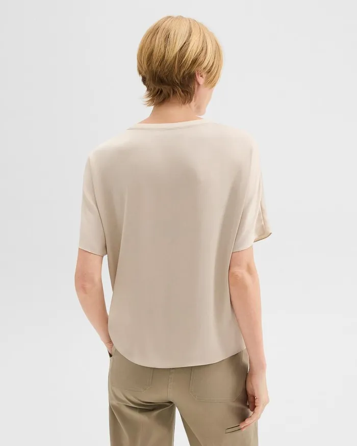 Women Theory Tops Dolman Sleeve Tee In Recycled Satin Light Clay