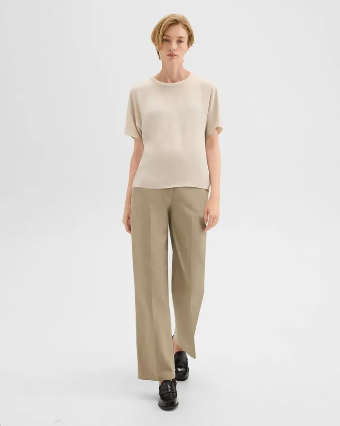 Women Theory Tops Dolman Sleeve Tee In Recycled Satin Light Clay