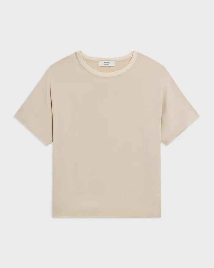 Women Theory Tops Dolman Sleeve Tee In Recycled Satin Light Clay