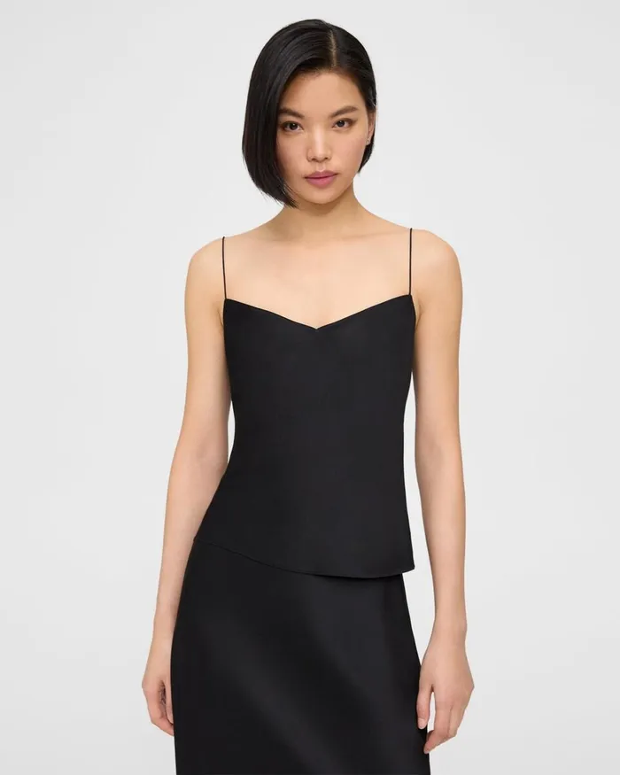 Women Theory Tops Draped Camisole In Satin Black
