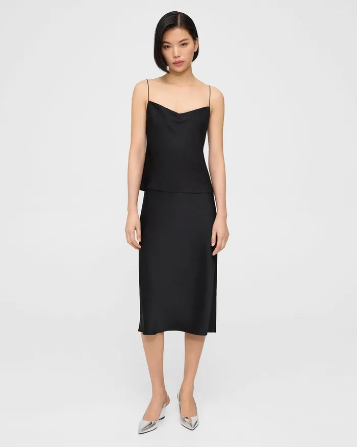 Women Theory Tops Draped Camisole In Satin Black