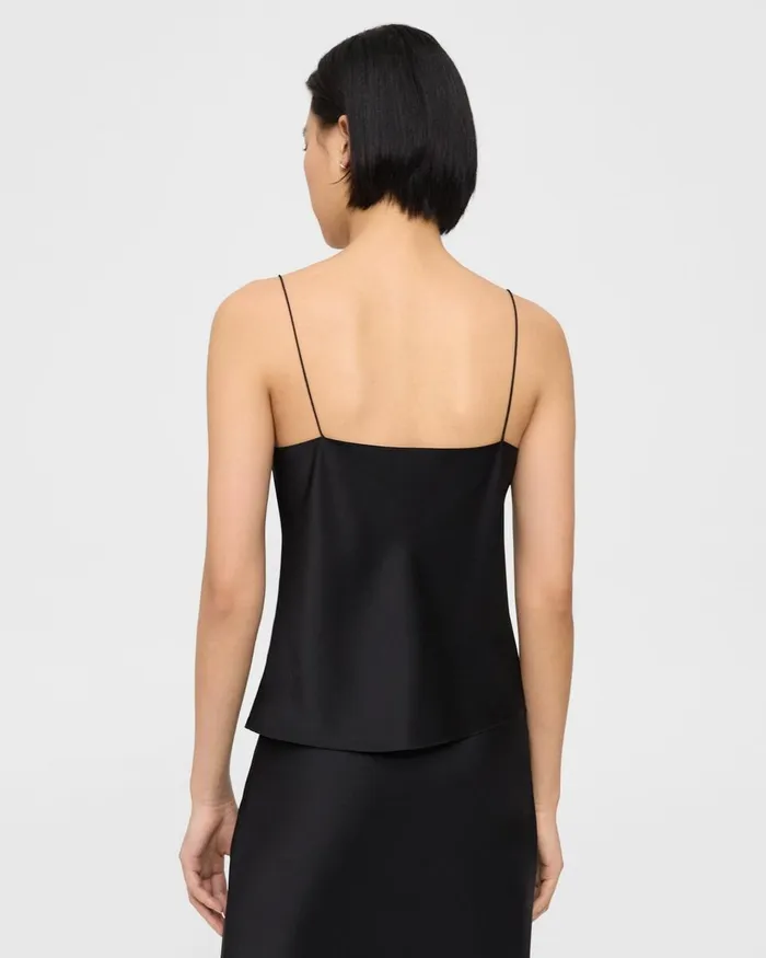 Women Theory Tops Draped Camisole In Satin Black