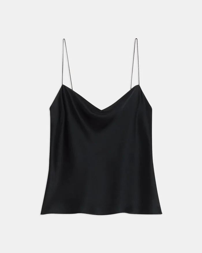 Women Theory Tops Draped Camisole In Satin Black