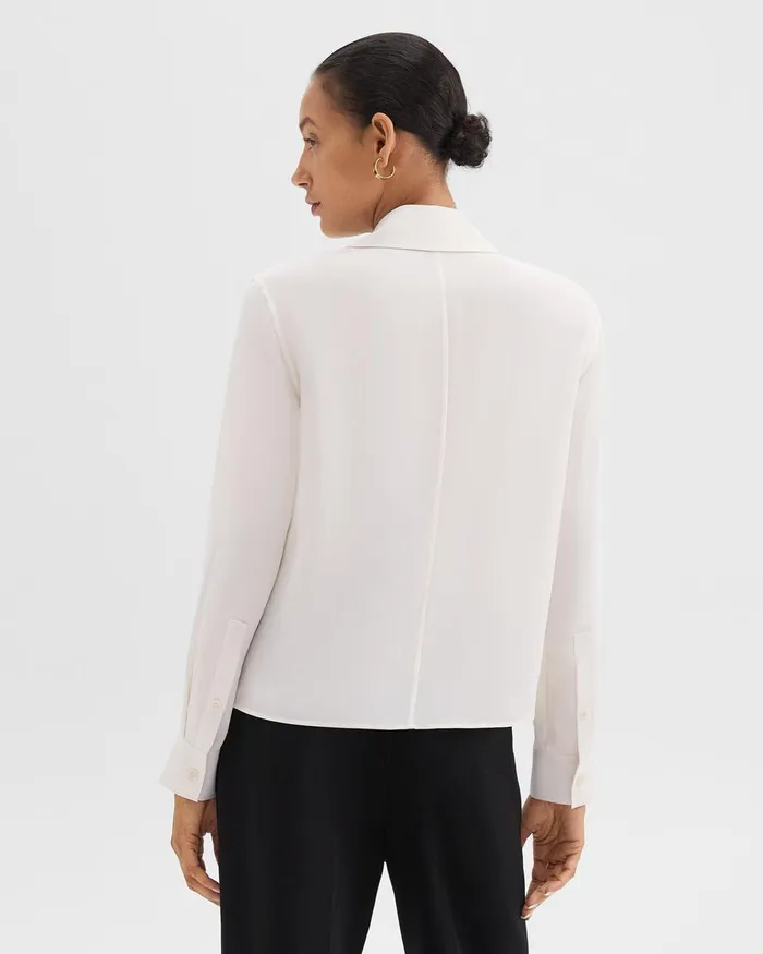 Women Theory Tops Trench Blouse In Recycled Georgette Ivory