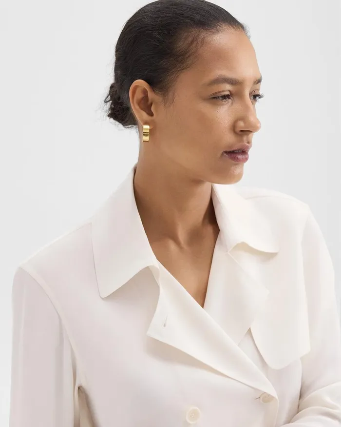 Women Theory Tops Trench Blouse In Recycled Georgette Ivory