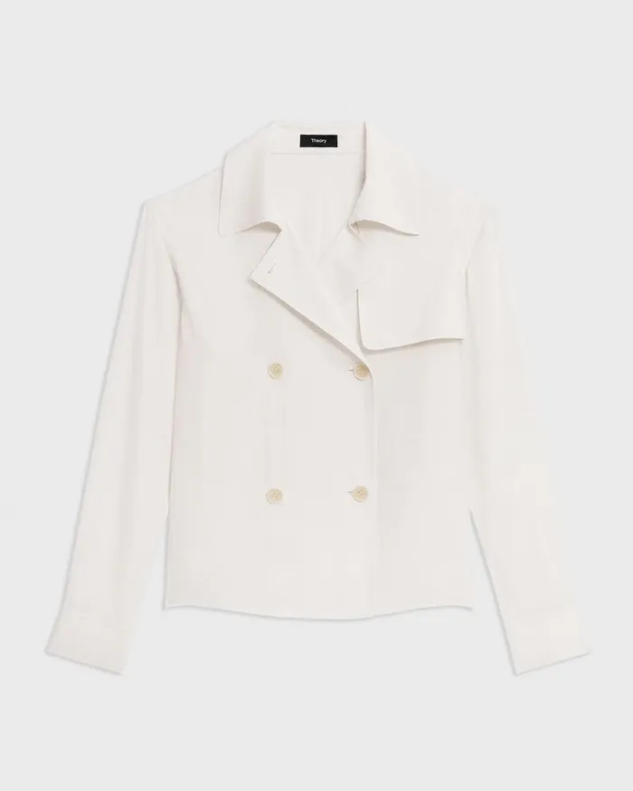 Women Theory Tops Trench Blouse In Recycled Georgette Ivory