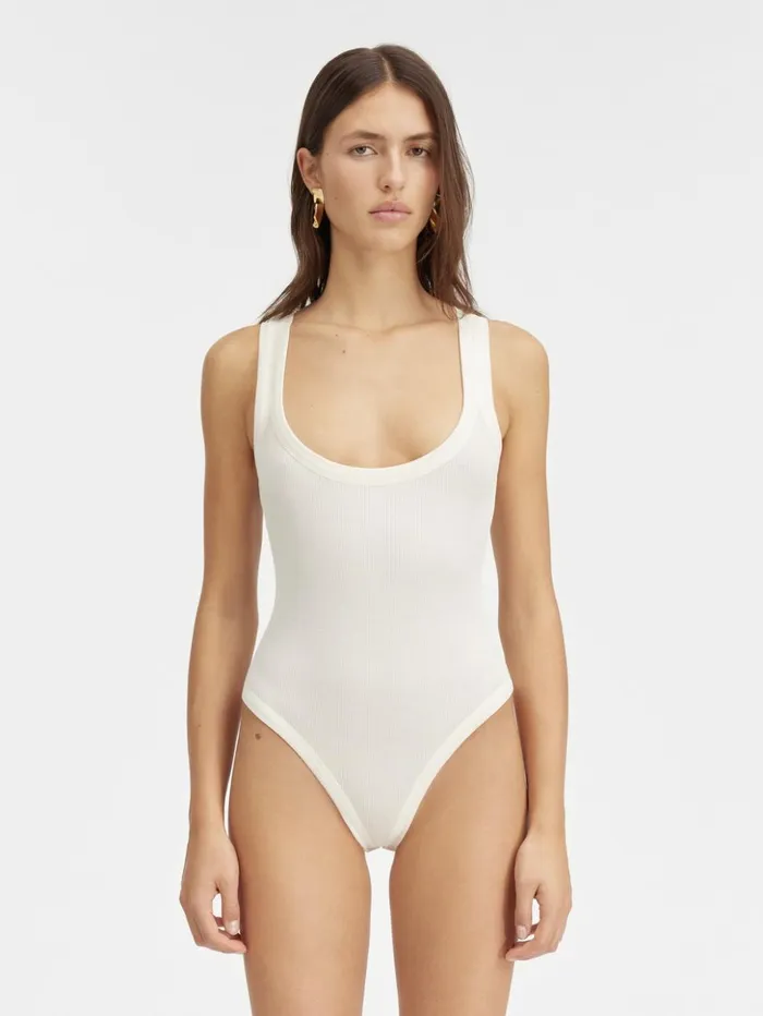 Women Tops and Shirts JACQUEMUS The Gros Grain Bodysuit White