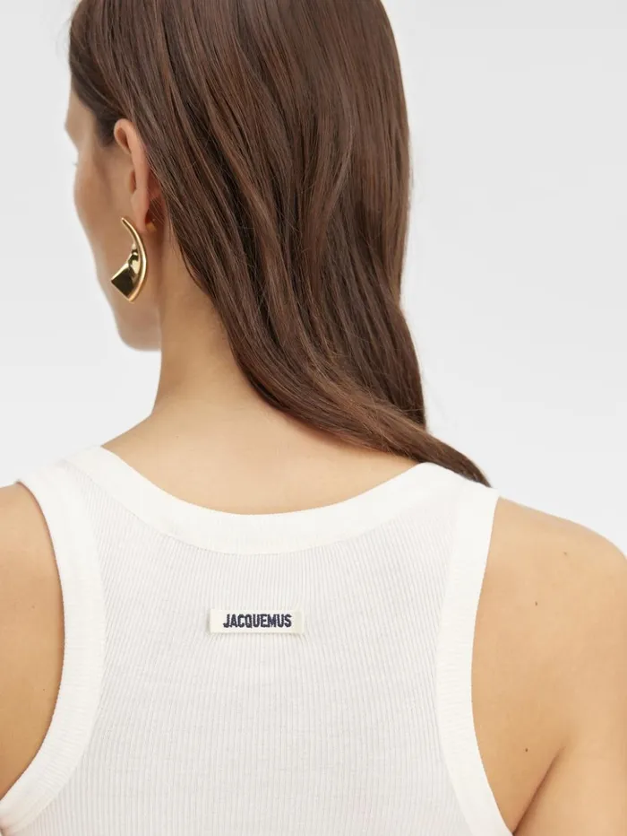 Women Tops and Shirts JACQUEMUS The Gros Grain Bodysuit White Women Tops and Shirts JACQUEMUS The Gros Grain Bodysuit White