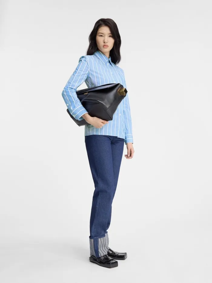Women Tops and Shirts JACQUEMUS The Suit Shirt Jacquard Bluewhite Women Tops and Shirts JACQUEMUS The Suit Shirt Jacquard Bluewhite