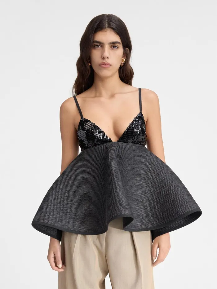 Women Tops and Shirts JACQUEMUS The Vela Top Black Women Tops and Shirts JACQUEMUS The Vela Top Black