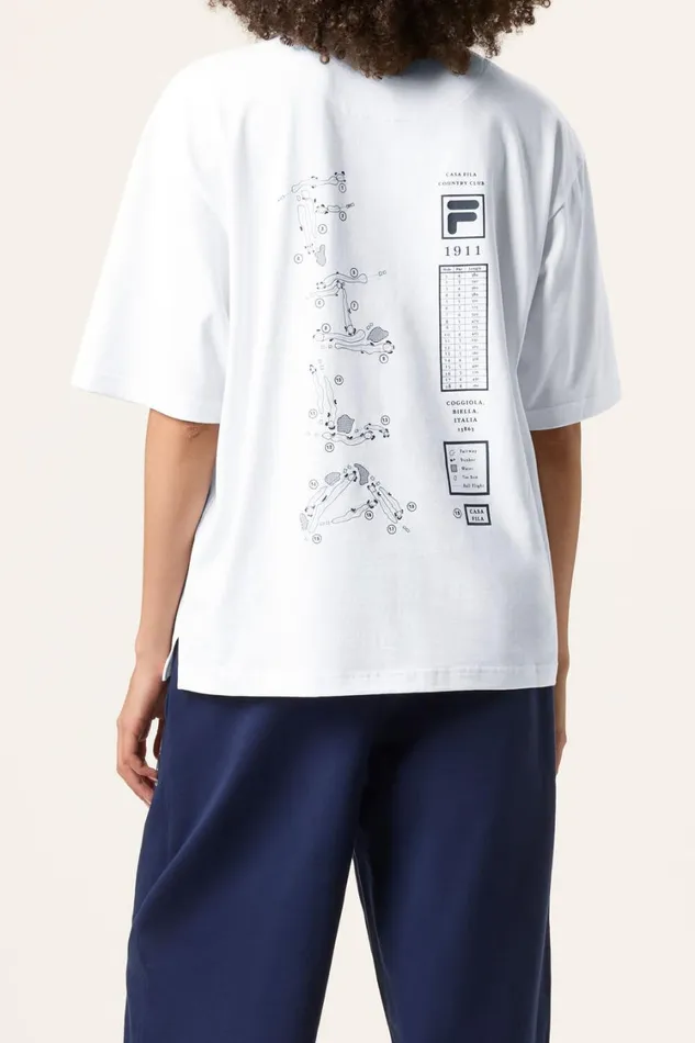 Women Tops and TShirts Fila Country Club Golf Course Map Box Tee 100 White Women Tops and TShirts Fila Country Club Golf Course Map Box Tee 100 White