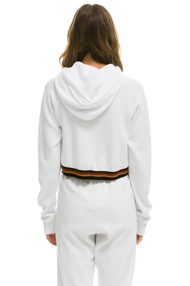Women Tops Aviator Nation LOGO STRIPE CROP PULLOVER HOODIE 8211 WHITE Women Tops Aviator Nation LOGO STRIPE CROP PULLOVER HOODIE 8211 WHITE