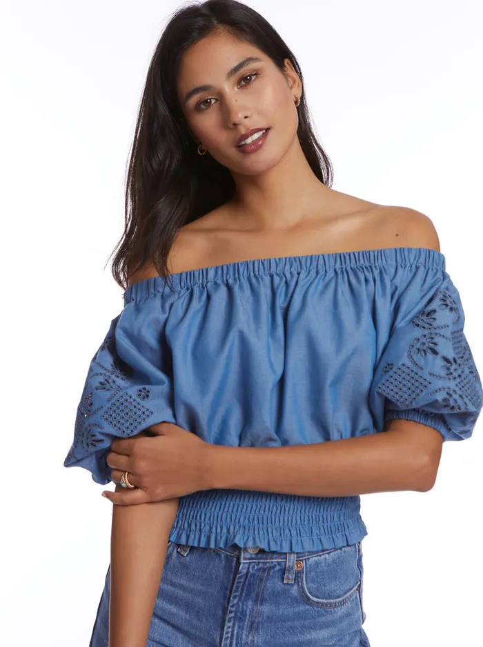 Women Tops Robert Graham ESME BLOUSE Indigo