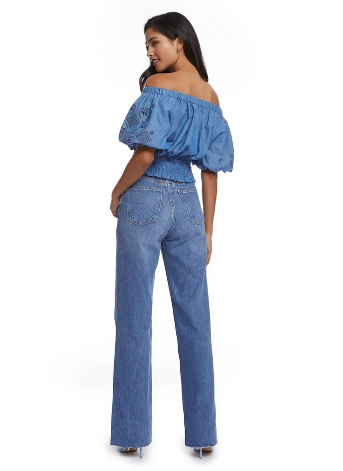 Women Tops Robert Graham ESME BLOUSE Indigo