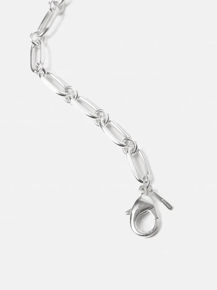 Women Trombone Link Chain Necklace Silver Jigsaw Jewellery