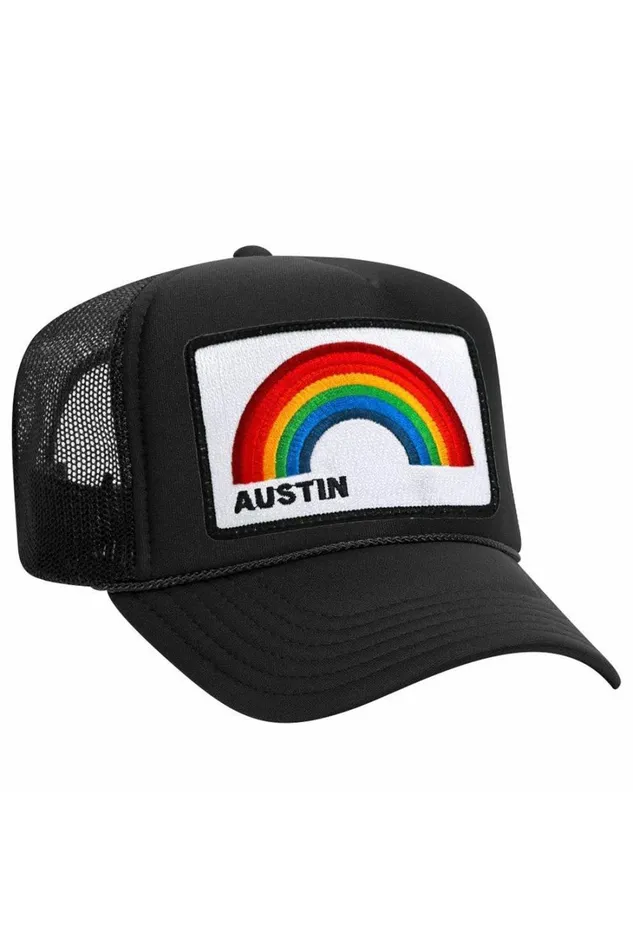 Women Trucker Hats Aviator Nation AUSTIN RAINBOW TRUCKER HAT
