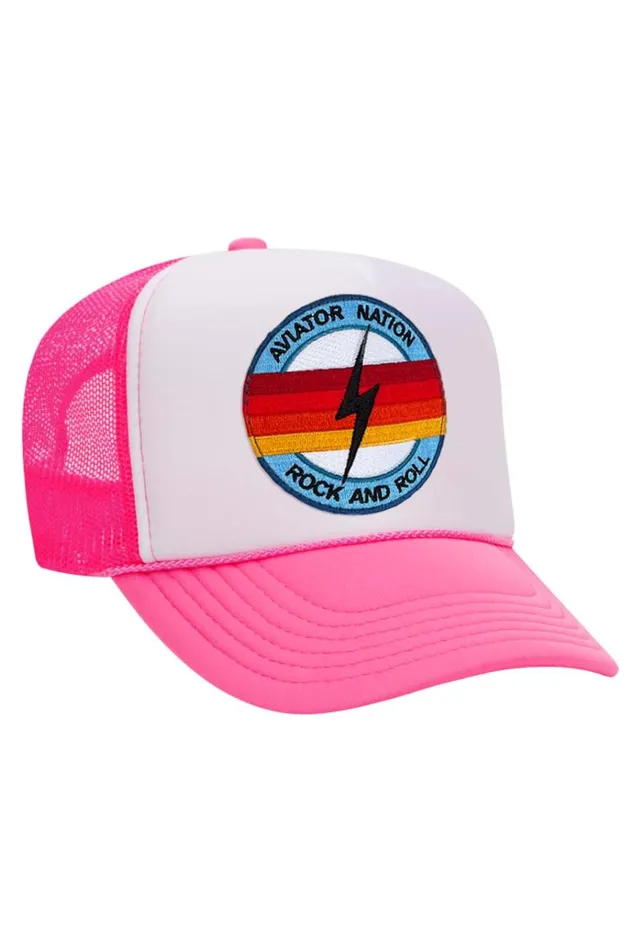 Women Trucker Hats Aviator Nation ROCK AND ROLL BOLT VINTAGE TRUCKER HAT Women Trucker Hats Aviator Nation ROCK AND ROLL BOLT VINTAGE TRUCKER HAT
