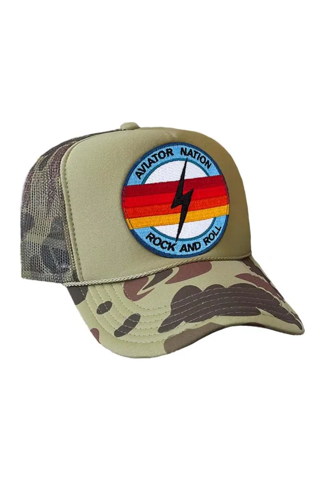 Women Trucker Hats Aviator Nation ROCK AND ROLL BOLT VINTAGE TRUCKER HAT Women Trucker Hats Aviator Nation ROCK AND ROLL BOLT VINTAGE TRUCKER HAT
